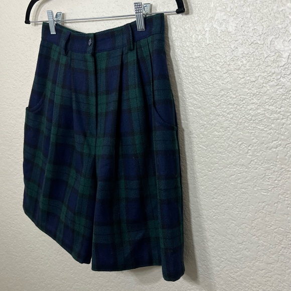 Vintage 90’s Savannah Blue Green Plaid Wool High Rise Shorts Size 6P - Picture 5 of 10